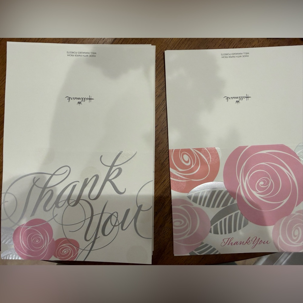 Hallmark Pink and Silver Floral Thank You Cards Set